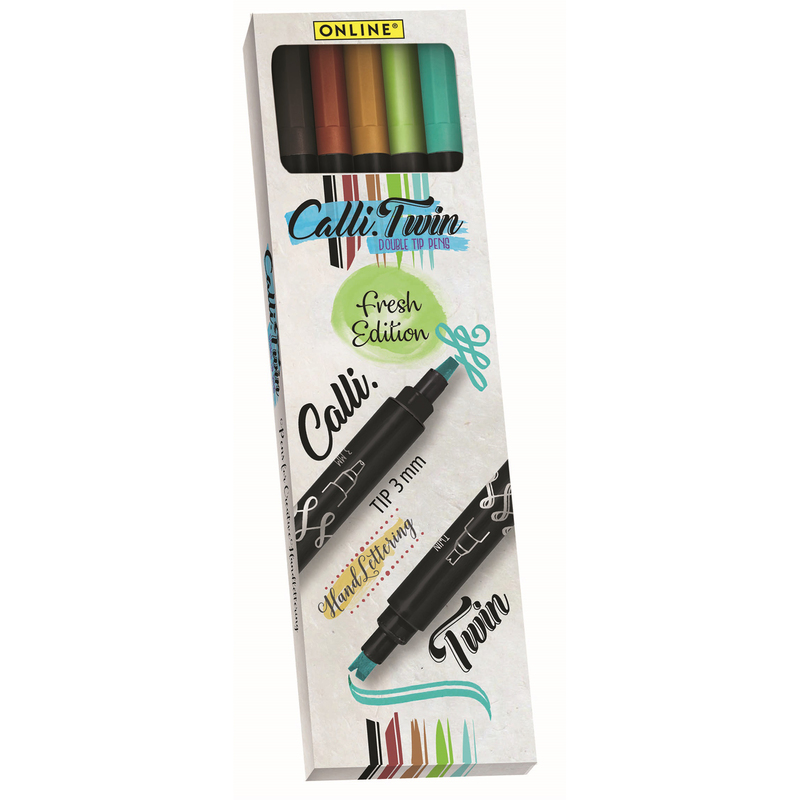 ONLINE Kalligrafiestifte Calli. Brush Twin, Fresh Edition, 5 Stück, assortiert