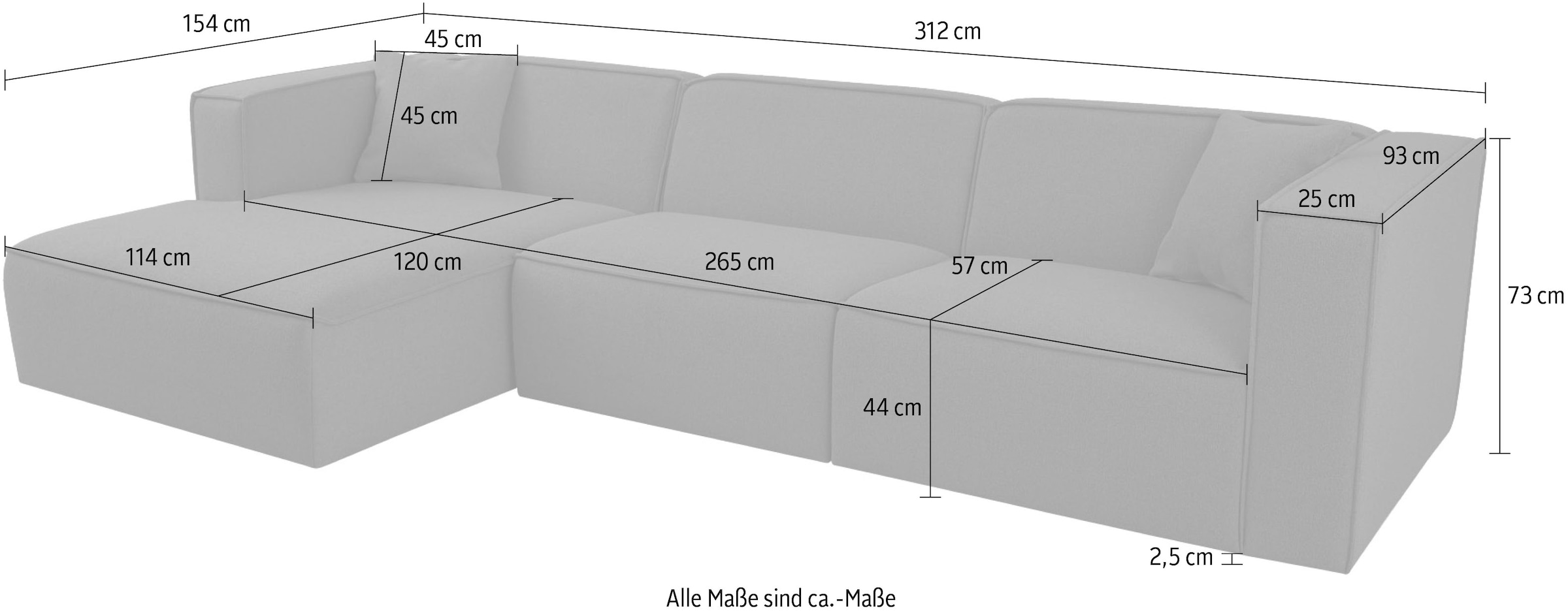 GOODproduct Ecksofa »Tammie« Breite 312 cm, Webstoff fein, bodentief, mit Wellenunterfederung