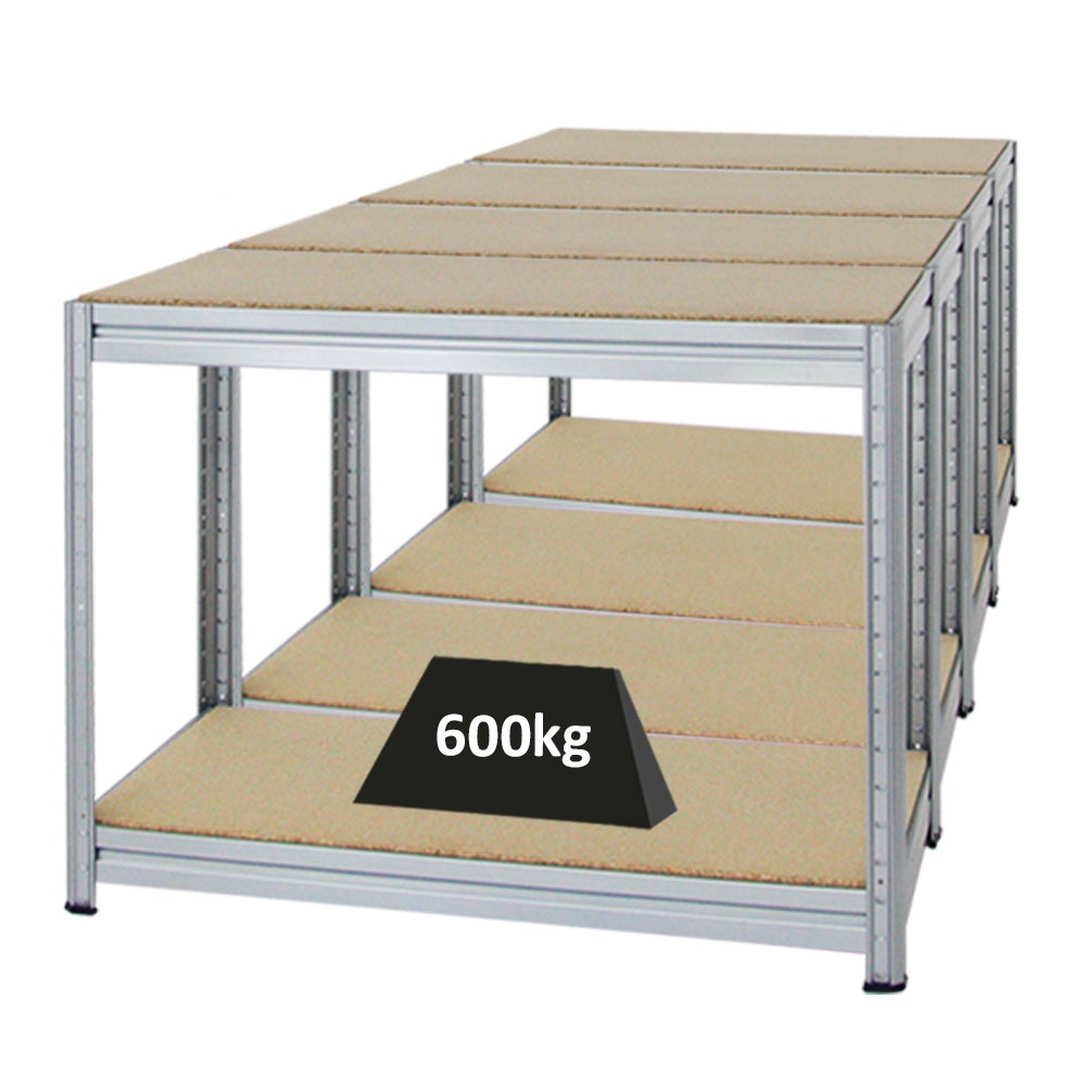 PROREGAL Mega Deal 4x In hoogte verstelbare werkbank Dino HxBxD 90 x 120 x 60 cm Draagvermogen 600 kg Gegalvaniseerd