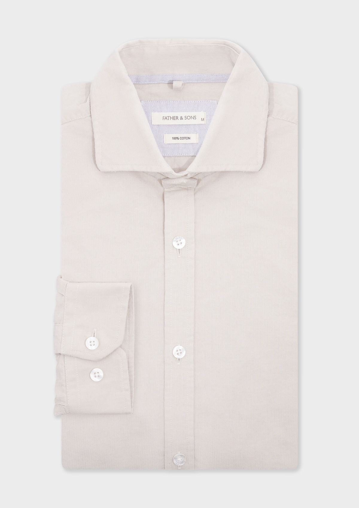 Chemise sport Slim en velours côtelé uni beige