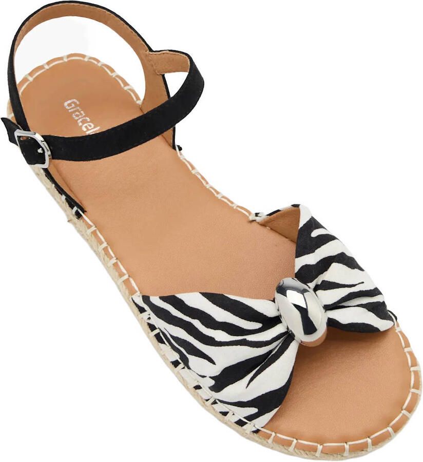 Graceland espadrilles met zebraprint zwart wit