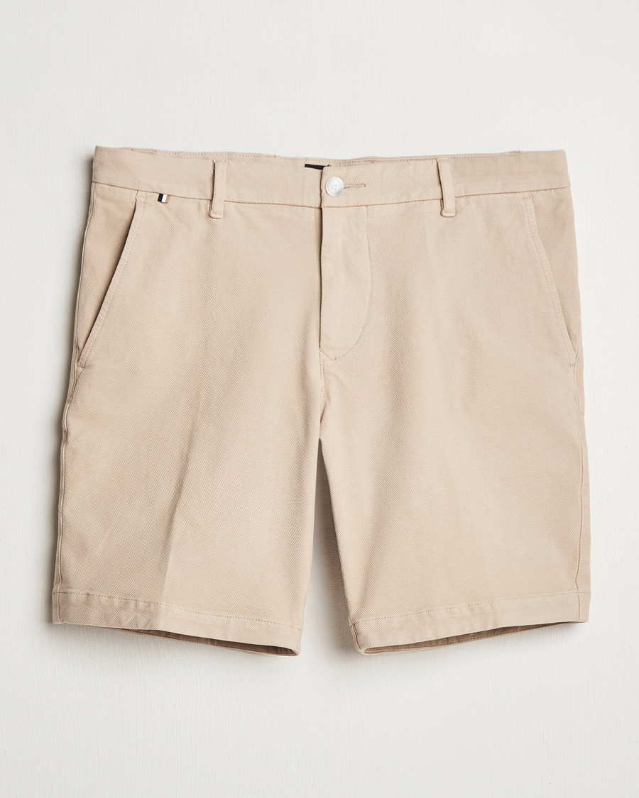 BOSS BLACK Slice Structured Cotton Shorts Light Beige