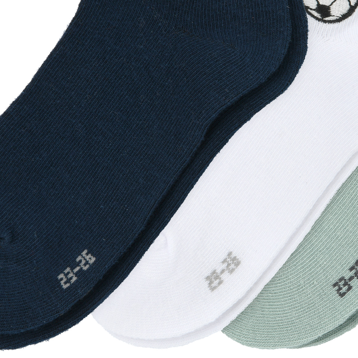 Topolino 3 Paar Jungen Sneaker-Socken knöchelhoch weiss / salbei / dunkelblau