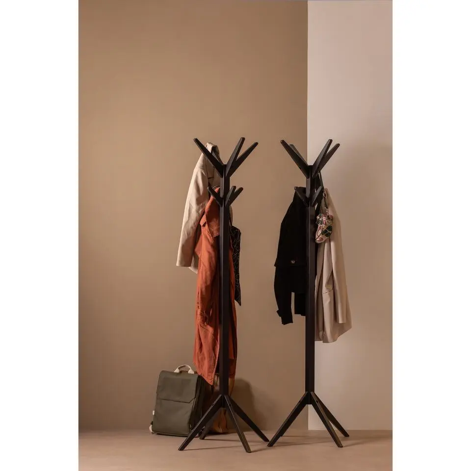 WOOOD Studio Staande Kapstok - Berken - Zwart - 178x45x45