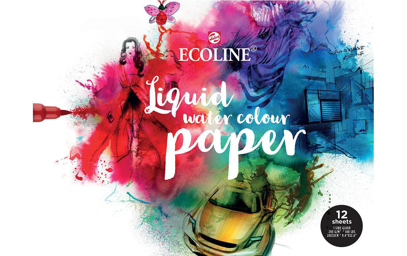 Aquarellblock Ecoline 24 x 32 cm, 290 g/m², 12 Blatt, WeissAquarellblock für Ecoline Wasserfarben