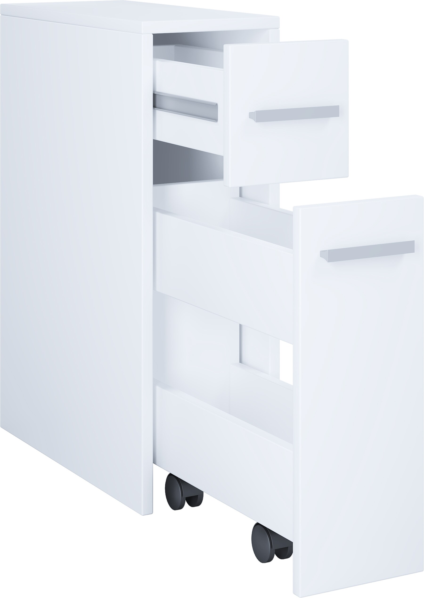 VCM Holz Badmöbel Midischrank Bad Toilette Badschrank Schublade Nischenschrank Zalo