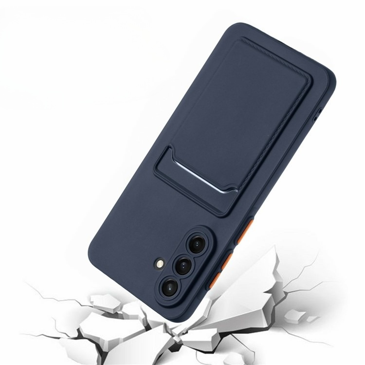 Samsung Galaxy A56 Gummi Case Hülle mit Kartenfach - Dunkelblau / Orange