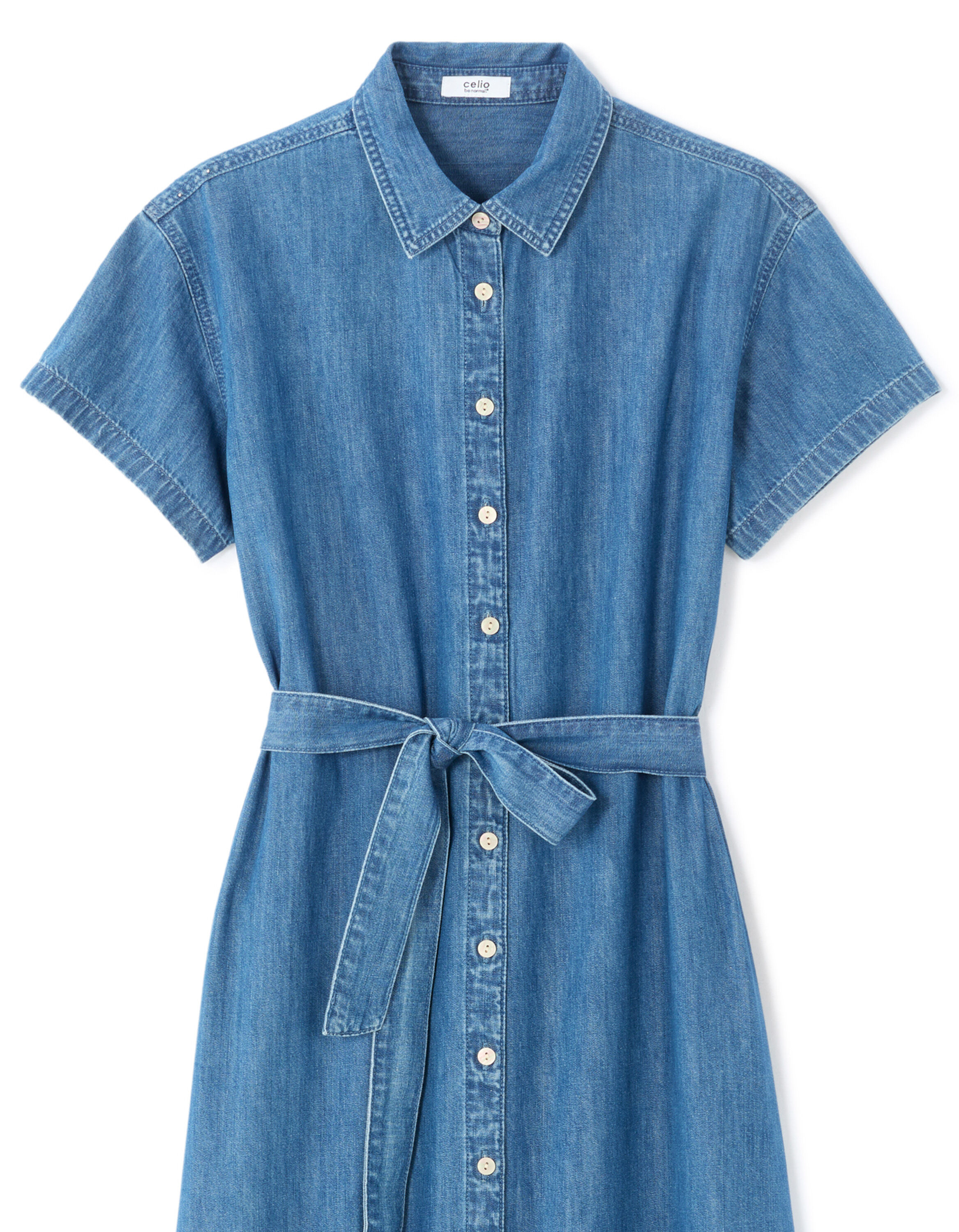 Robe chemise longue en jean - bleu
