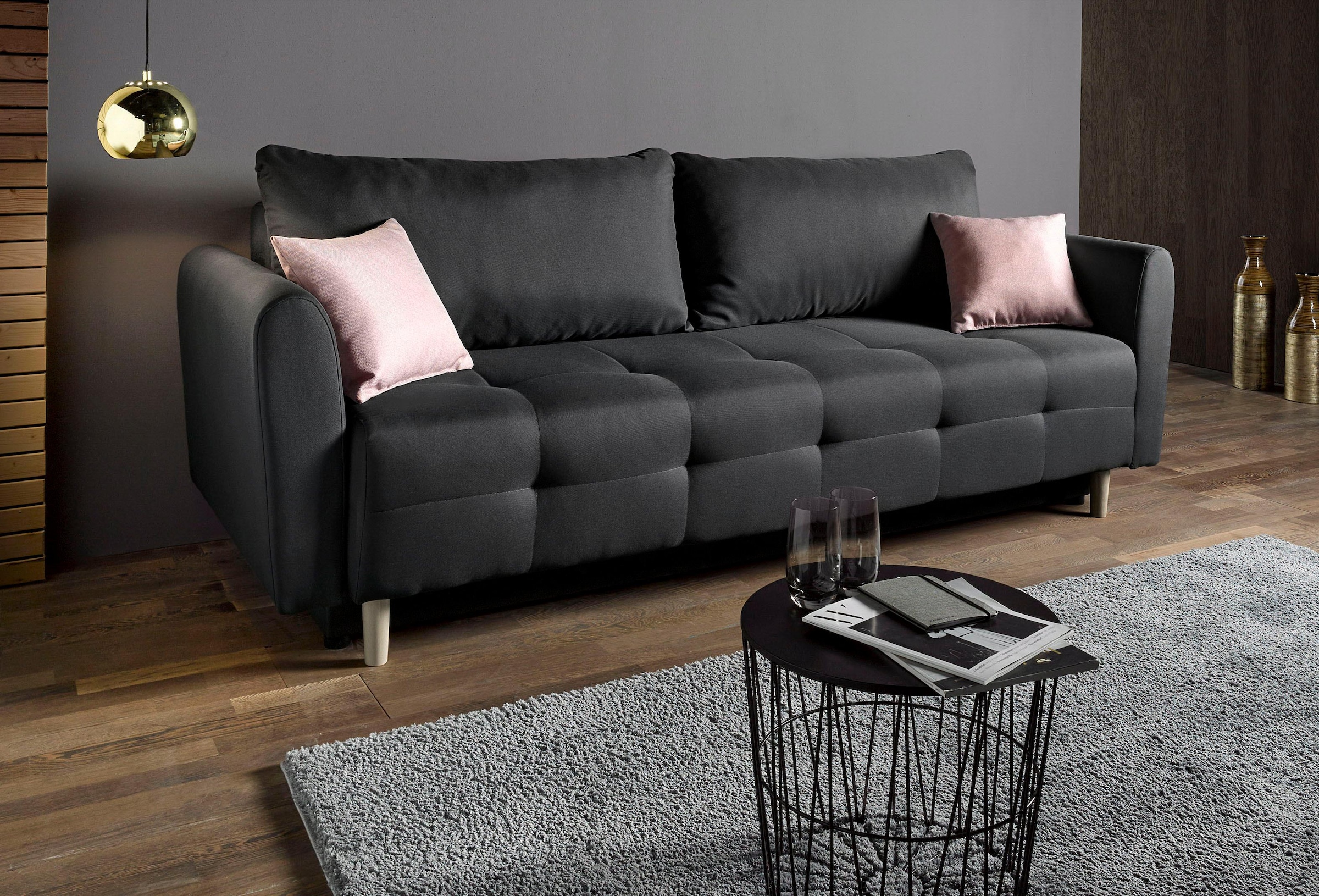 INOSIGN Schlafsofa »Nordic« inklusive Bettkasten und Zierkissen