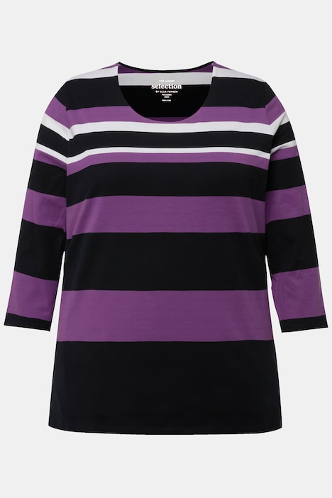 Shirt, Ringel, Rundhals, 3/4-Arm, Pima Cotton