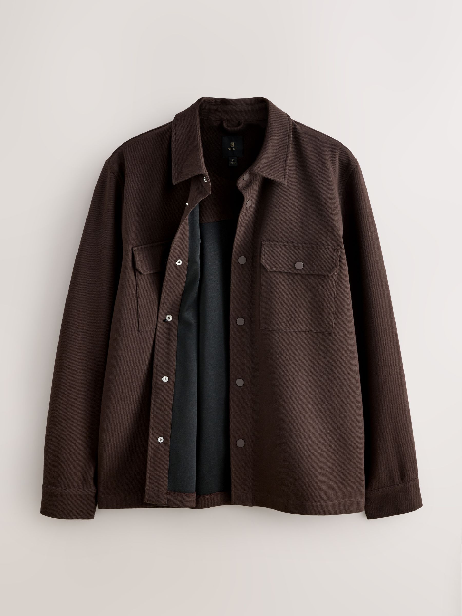 Chocoladebruin - Jersey keperstof Overshirt met drukknopen