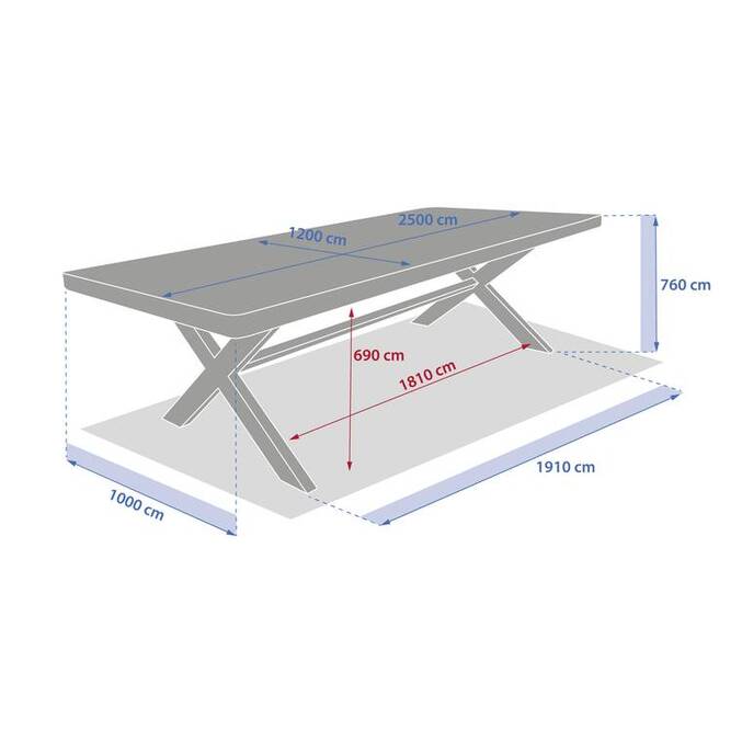 Table de jardin rectangulaire XENIA Eucalyptus