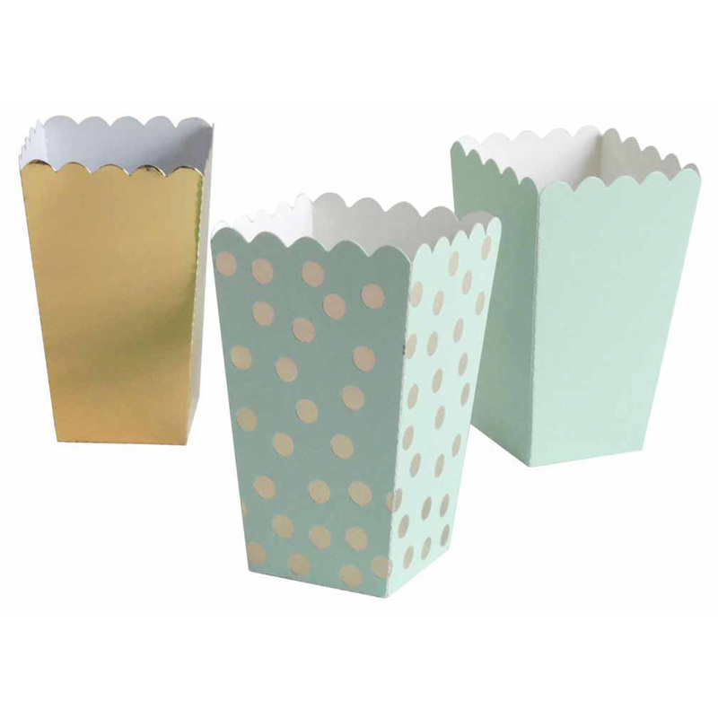 I AM CREATIVE Popcorn-Box, 6 Stück, mint/gold