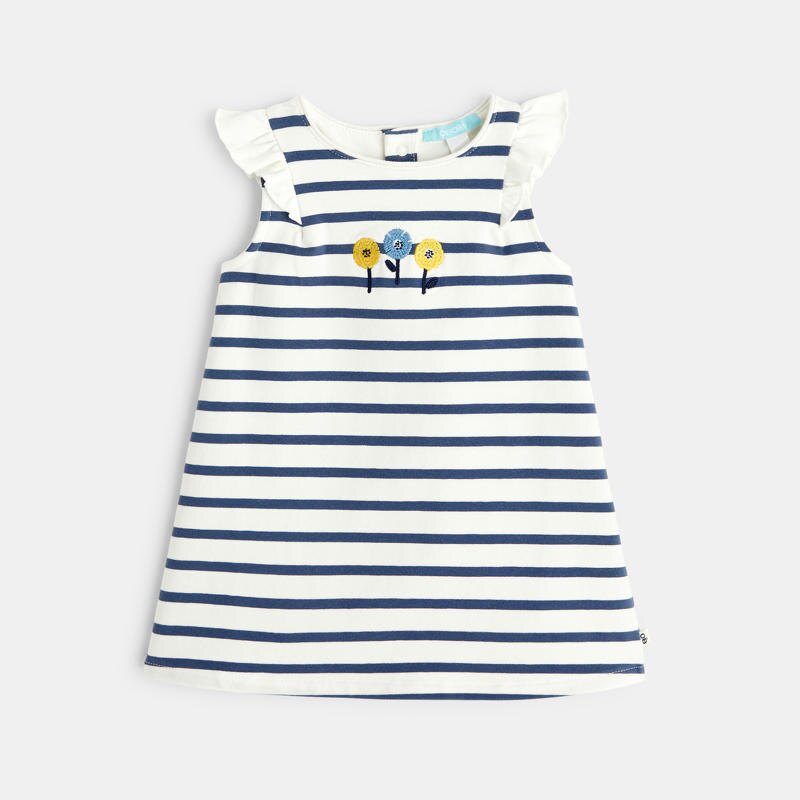 Robe rayée molleton léger bleue bébé fille Bleu