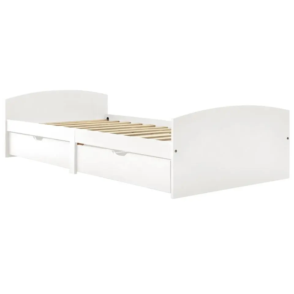 vidaXL - Bed frame incl. lades - Wit - Massief grenenhout - 90x200 cm