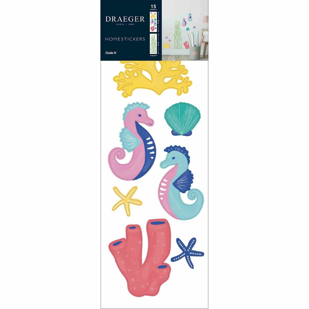 Sticker mural - hyppocampes et vie sous-marine