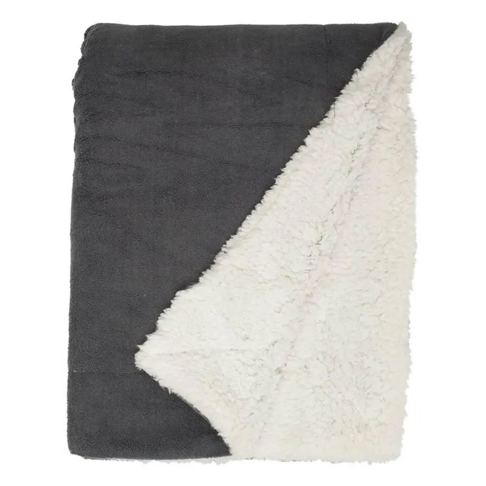 Unique Living - Lars coral fleece/suede plaid 150x200cm dark grey