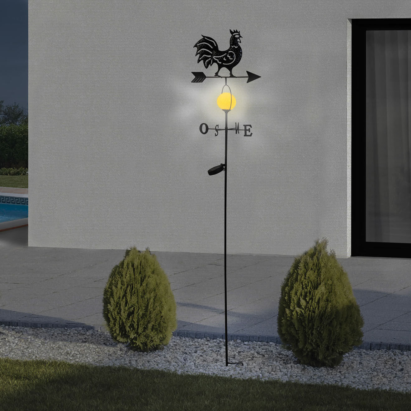 Pratik Garden Girouette solaire noire - 28x25x124.7  cm
