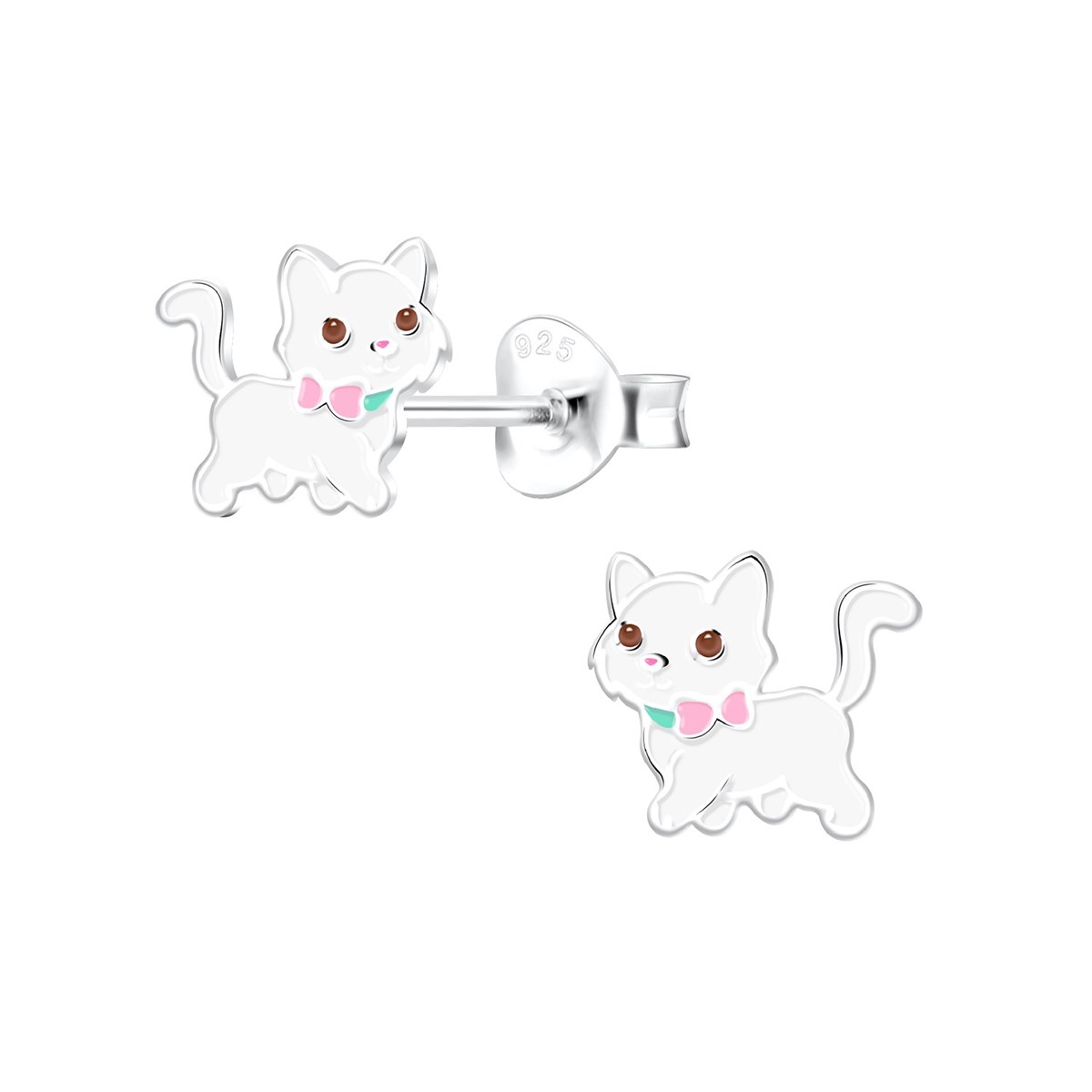 Boucles d'oreilles enfant chaton en argent 925
