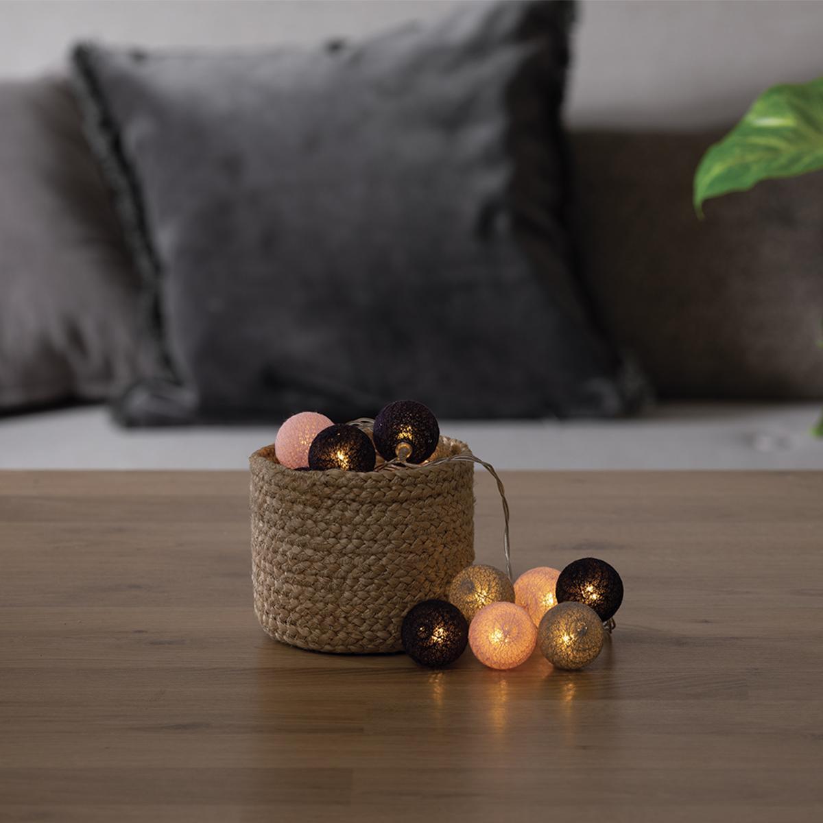 GUIRLANDE LED PILE 16 BOULES SMOKY D.3.5CM