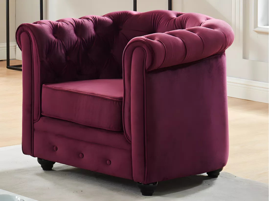 Fauteuil CHESTERFIELD - Velours pourpre