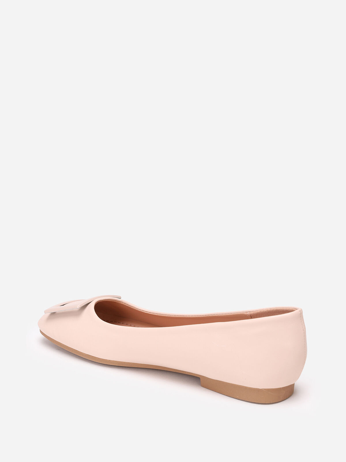 Ballerines à boucle et bout carrés- Beige