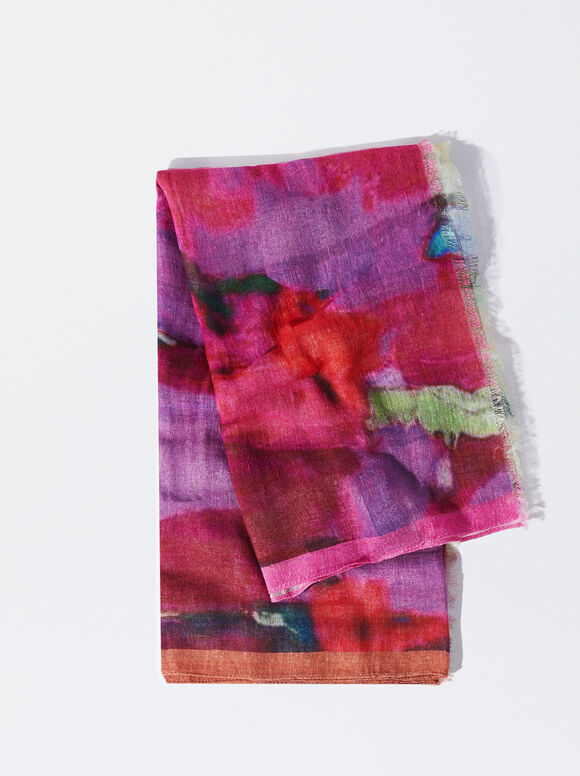 Lenço de liocel estampado - Rosa