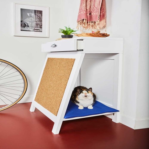 Arranhador de madeira para gatos/móvel para corredor, cor Pergamon