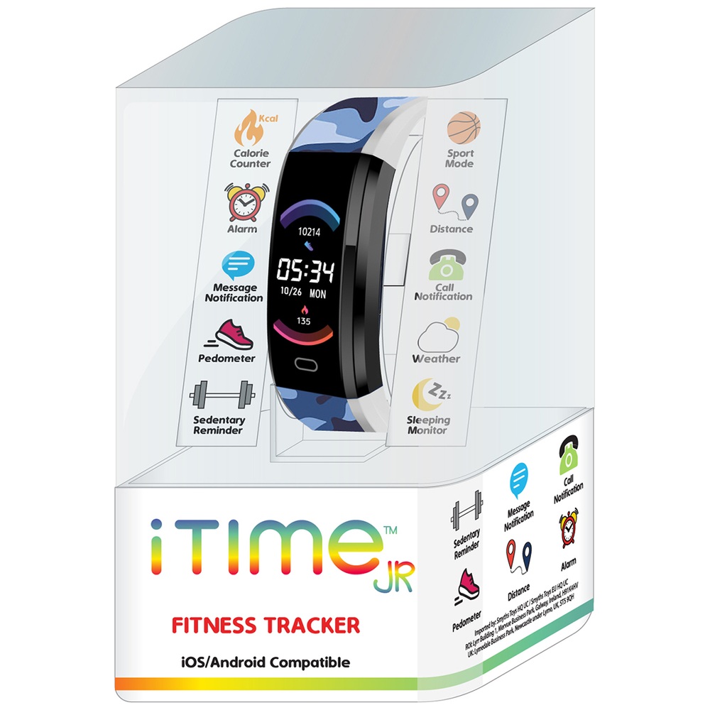 iTime Jr. Fitness-Tracker-Smartwatch für Kinder ab 6 Jahren – Blaues Tarnmuster