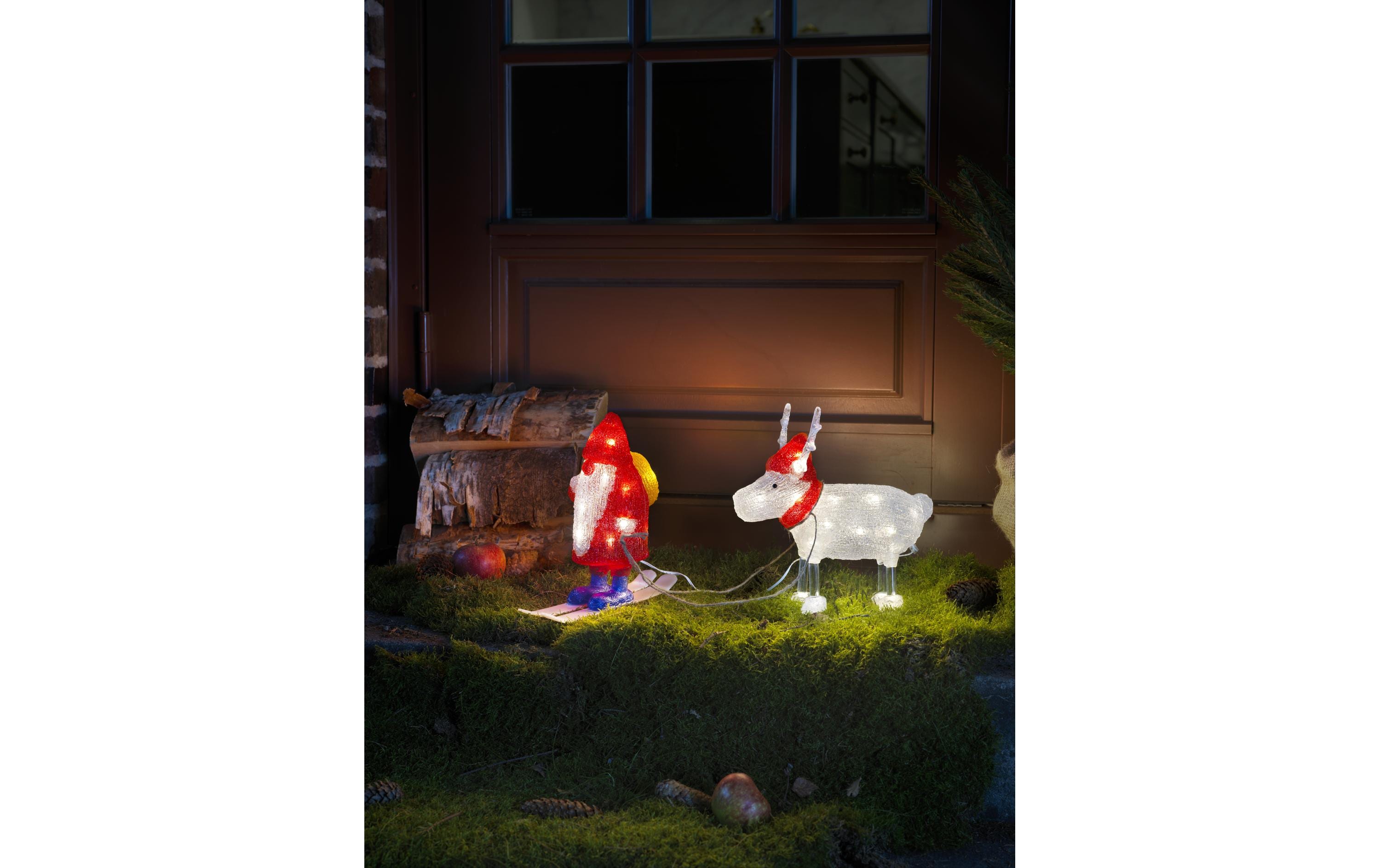 LED-Figur Acryl Santa mit Rentier, 40 LEDWeihnachtsfigur Santa und Rentier