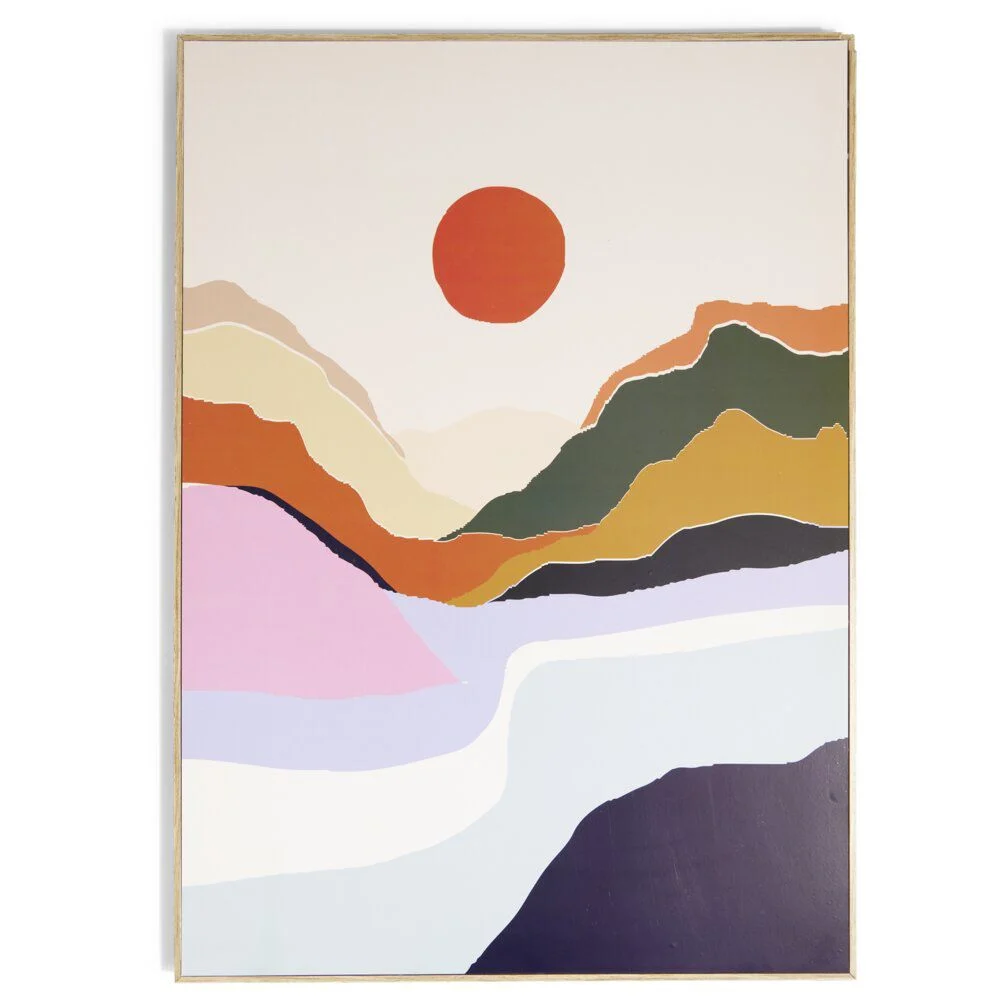 Cadre déco en bois motif abstrait paysage 50x70cm