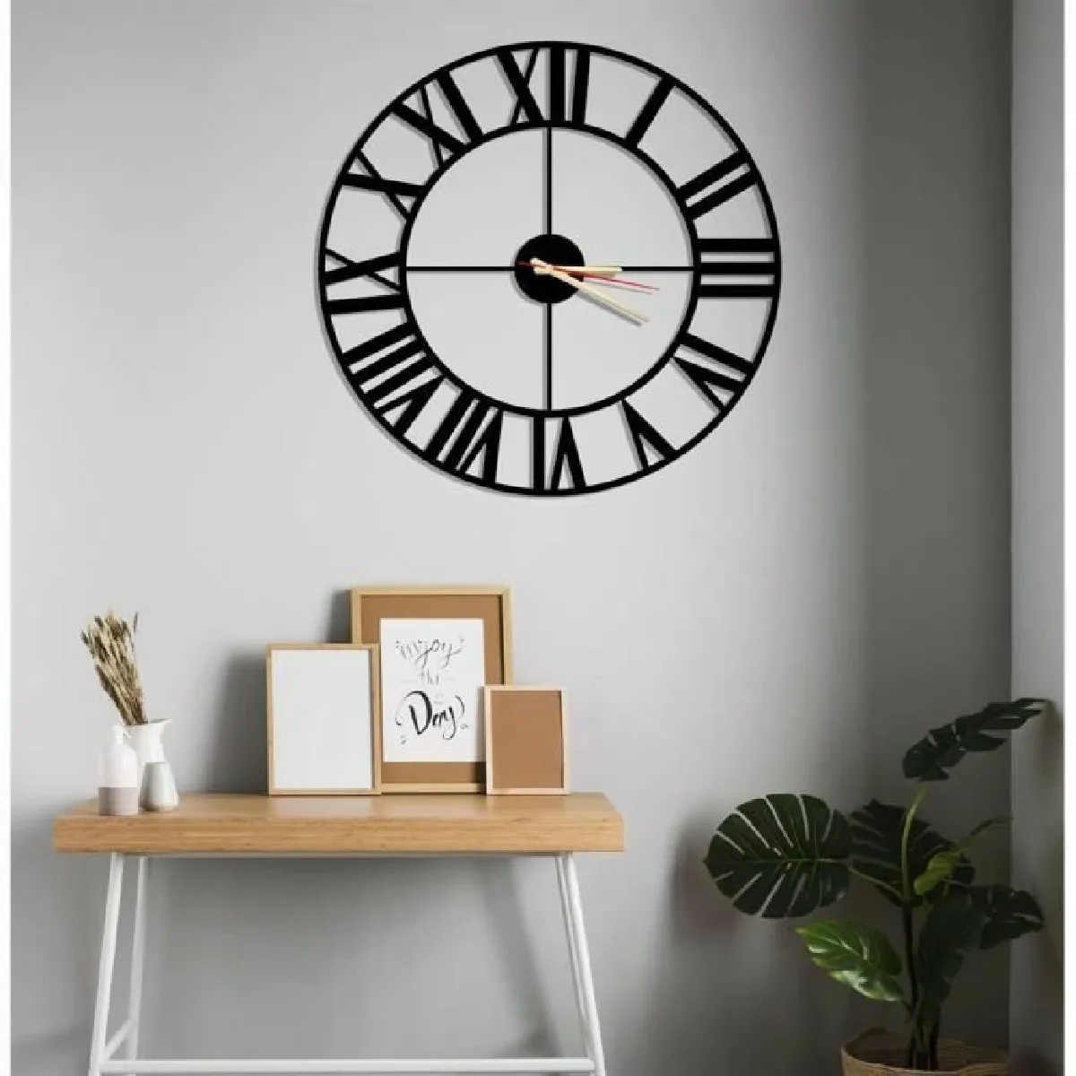 DEKORY Horloge Murale Vintage Métal - Noire 50cm