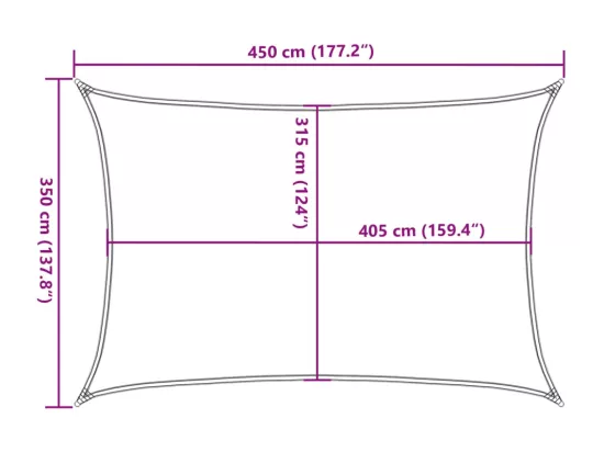 Voile d'ombrage 160g/m² rectangulaire terre cuite 3,5x4,5m PEHD