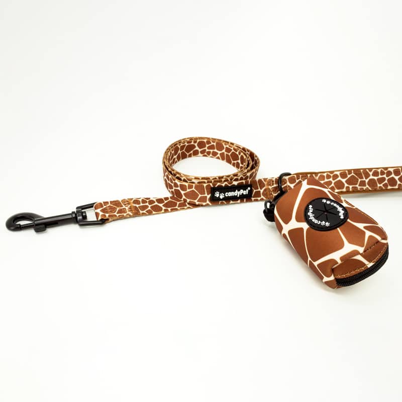 Guia de nylon candyPet - 130 cm de comprimento - Alça de neoprene macia, confortável e durável - Girafa