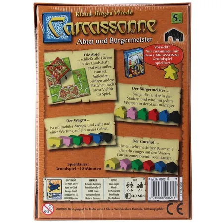 Asmodee Hans im Glück Carcassonne, Abtei und Bürgermeister, Erweiterung 5, Neue Version