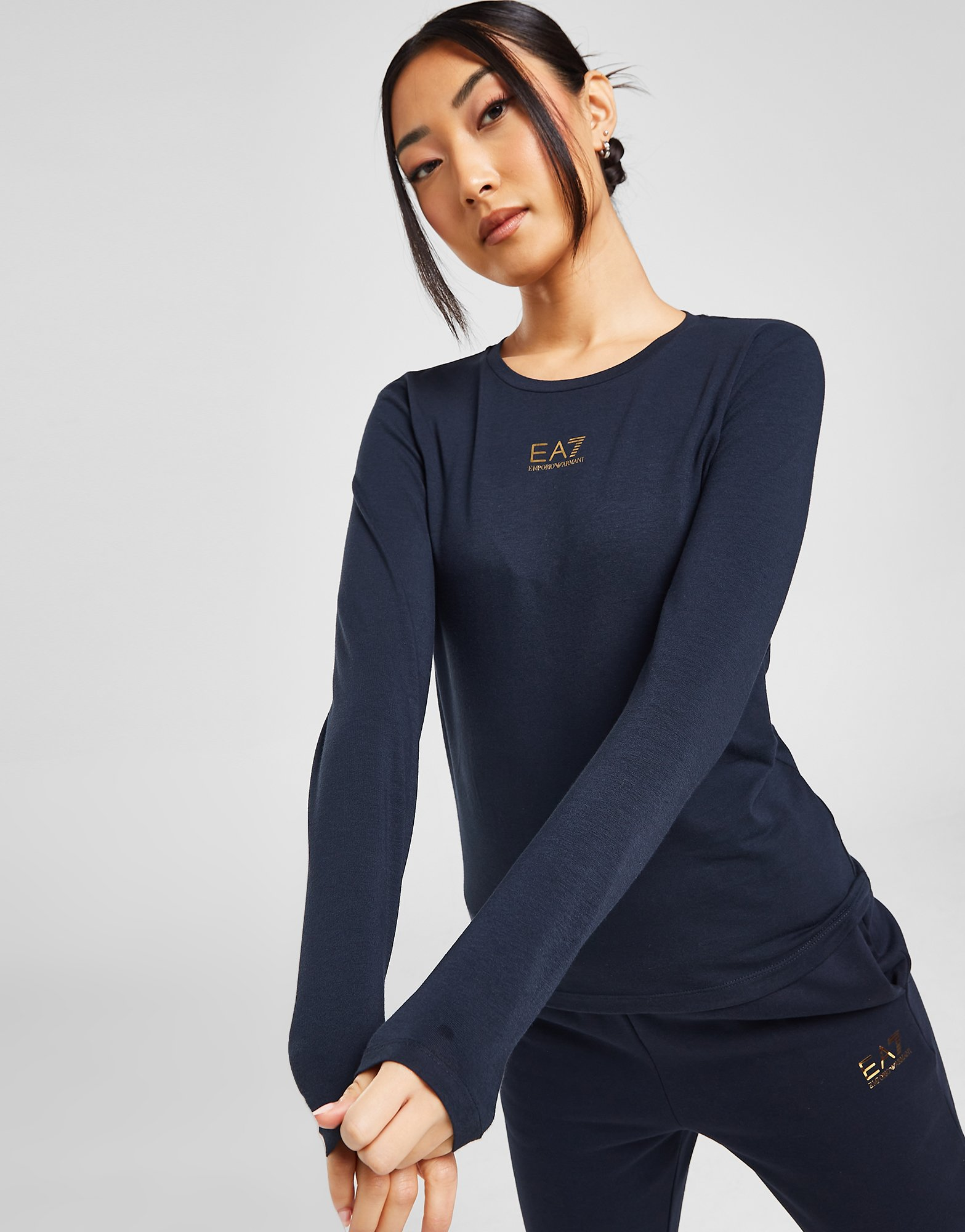 Emporio Armani EA7 T-shirt Manches Longues Logo Shine Femme