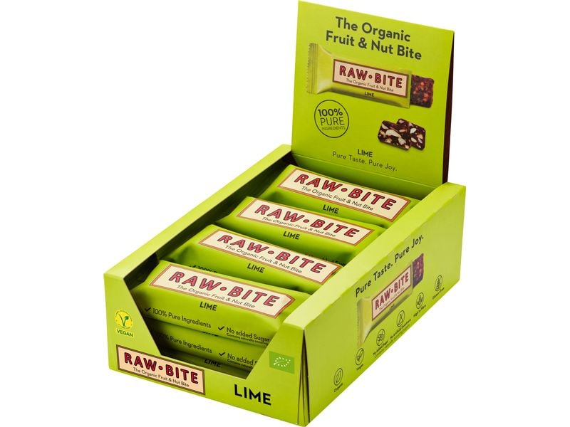Rawbite Rohkostriegel Zitrone, 12 x 50g Leckerer Rohkostriegel mit Zitrone