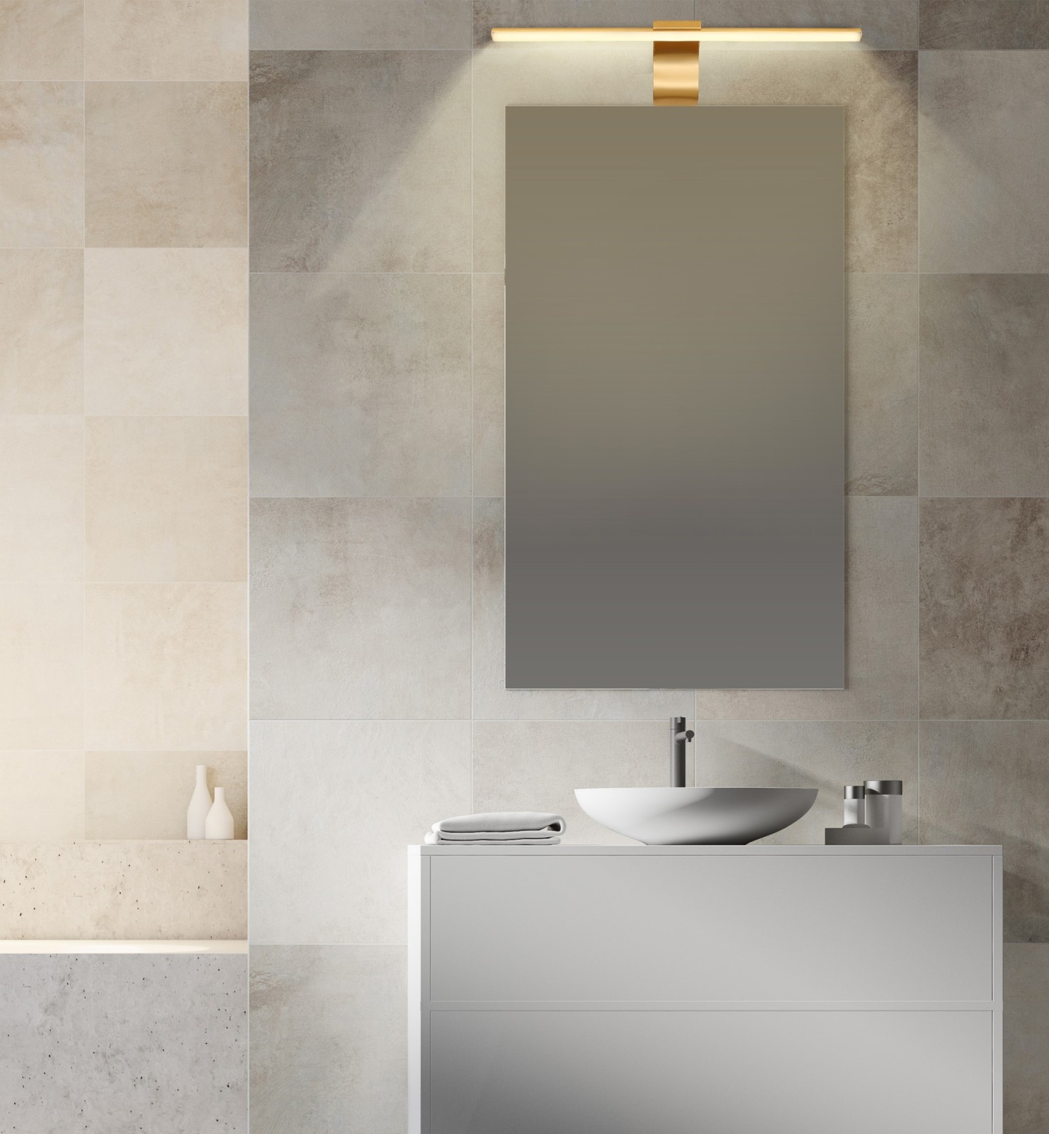 LED-Wandleuchte - messingfarben - 70 cm breit