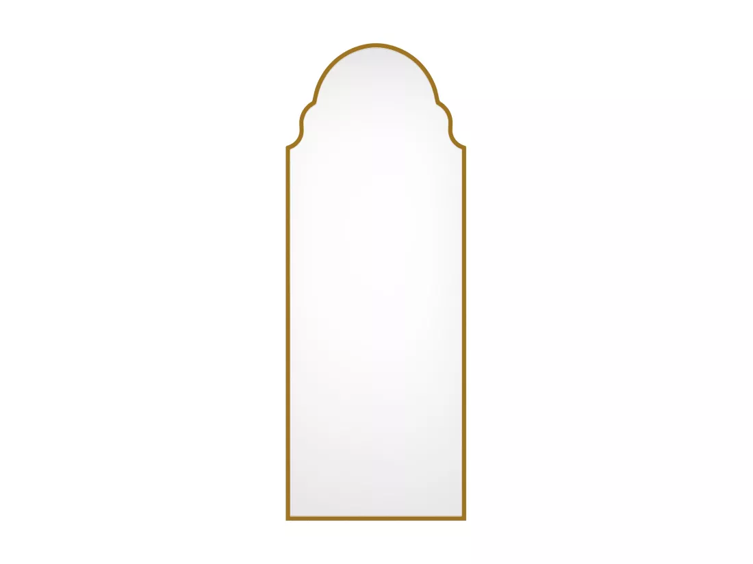 Grand miroir vintage en métal- L. 60 x H. 160 cm - Doré - KARIAN