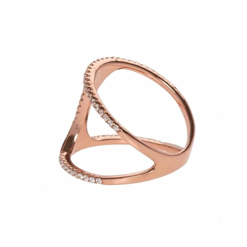 Bague Ronde Double Anneaux Rose