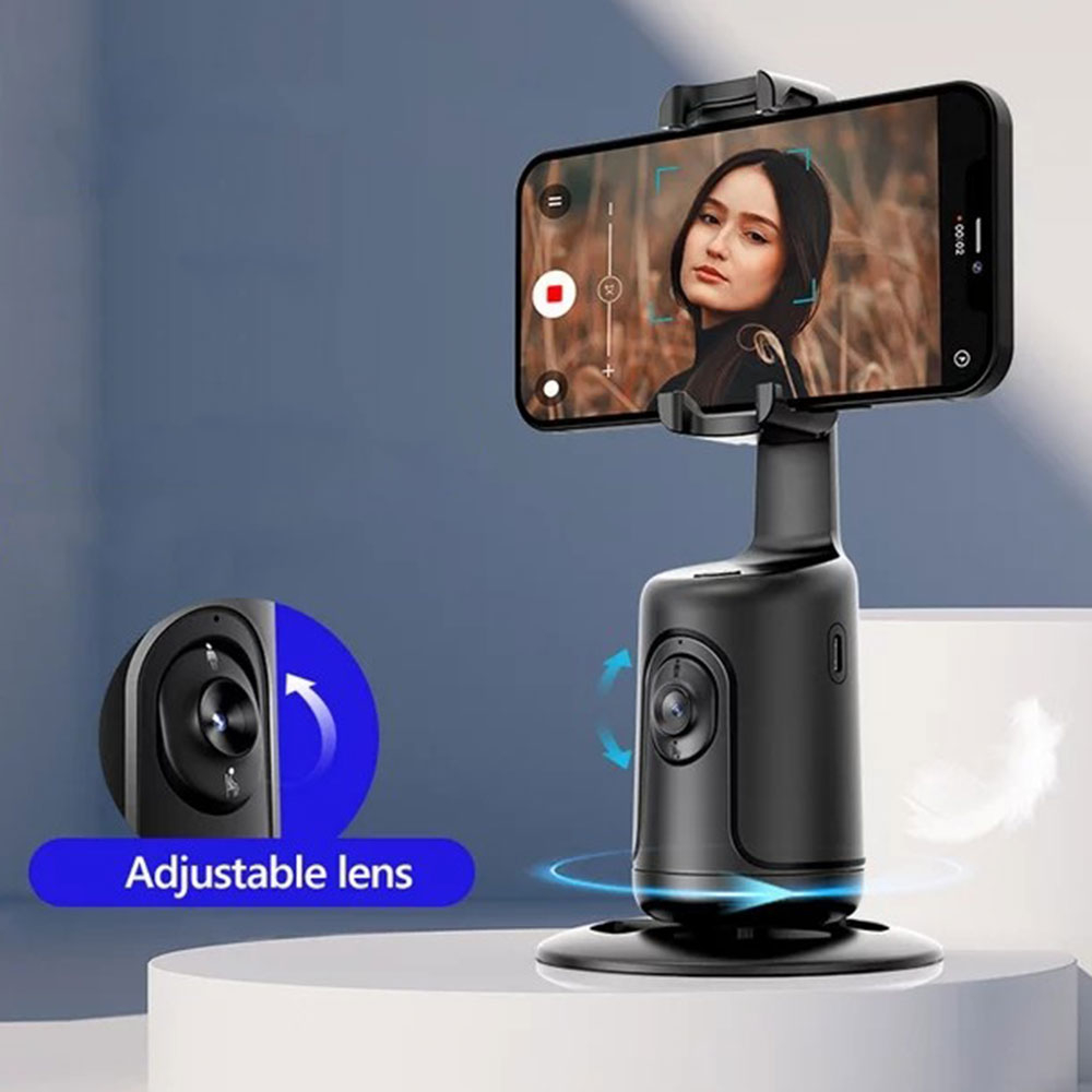 Gimbal Stabilisator Stativ Halterung 360° Schwenkbar mit Tripod Stativ für Smartphone   Gesichtsverfolgung - Schwarz