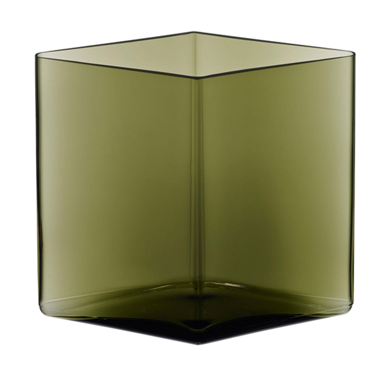 Iittala Ruutu vaas glas 11,5x20,5 mosgroen