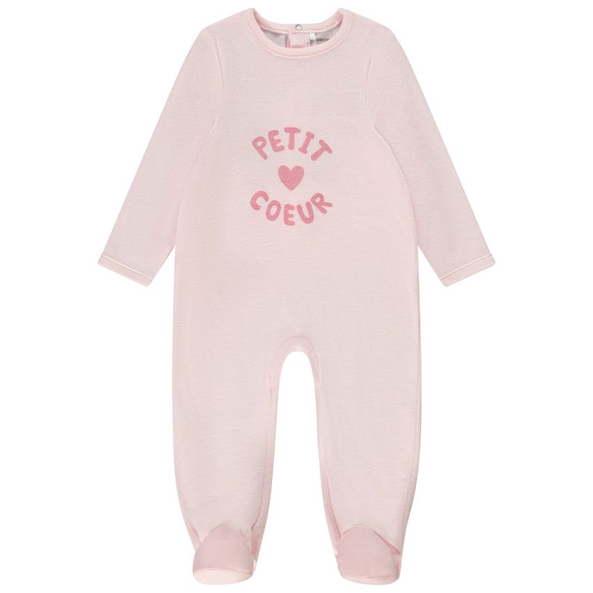 Dors-bien en velours print fantaisie pour bébé fille - Rose