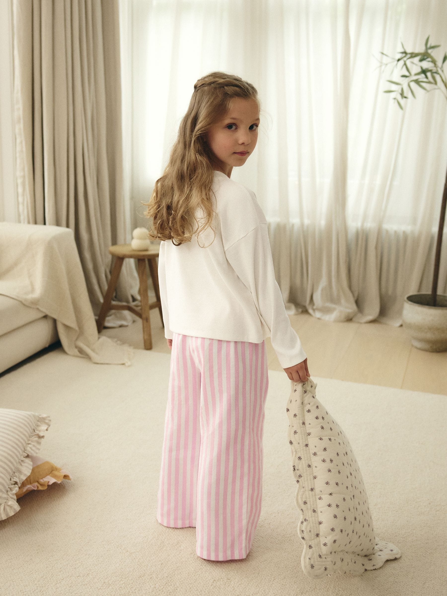 Pink Bow Stripe - Geweven pyjama (9mnd-16jr)
