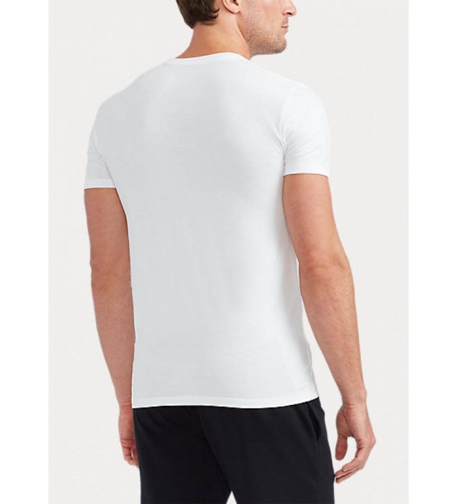 Conjunto de 3 camisetas Ralph Lauren de gola redonda: branca, cinza e preta.