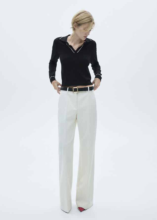 MANGO Knitted polo neck sweater Black