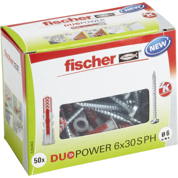 Fischer Universeelplug DuoPower 6x30 mm met bolkopschroef 50 stuks