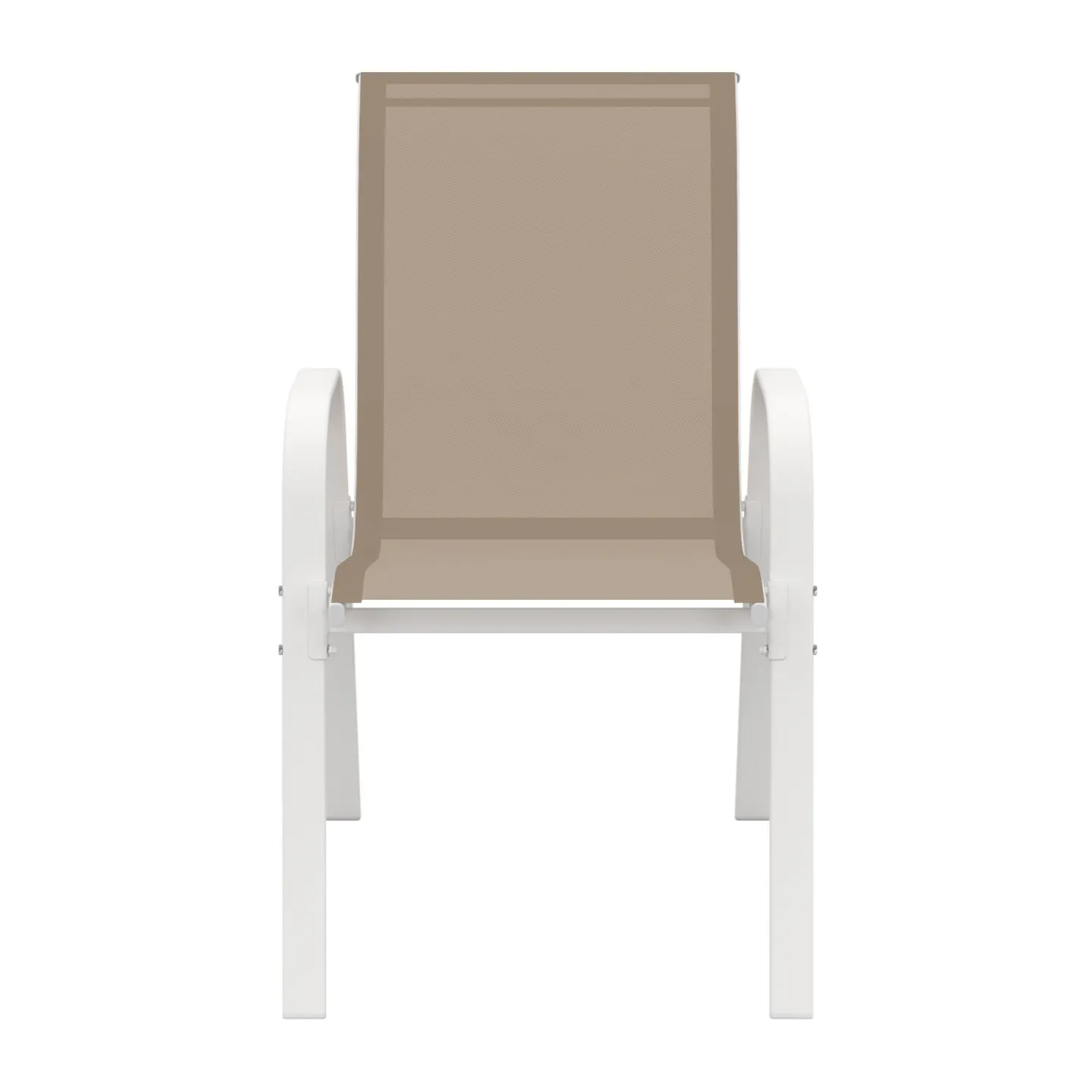 Lot de 6 chaises de jardin LYMA métal et textilène empilables blanc et beige