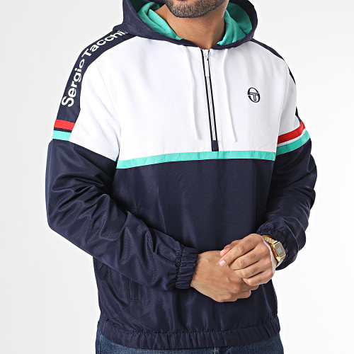 Veste Capuche Col Zippé Jura 39970 Blanc Bleu Marine