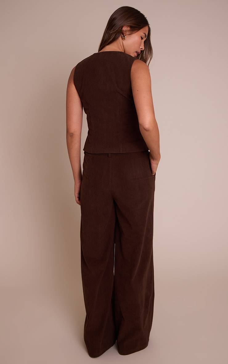Marron Foncé Gilet Ajusté En Velours Côtelé